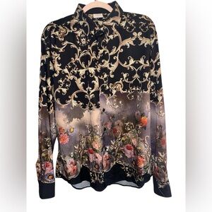 MENS LONG SLEEVE FLORAL BUTTON DOWN SHIRT LARGE